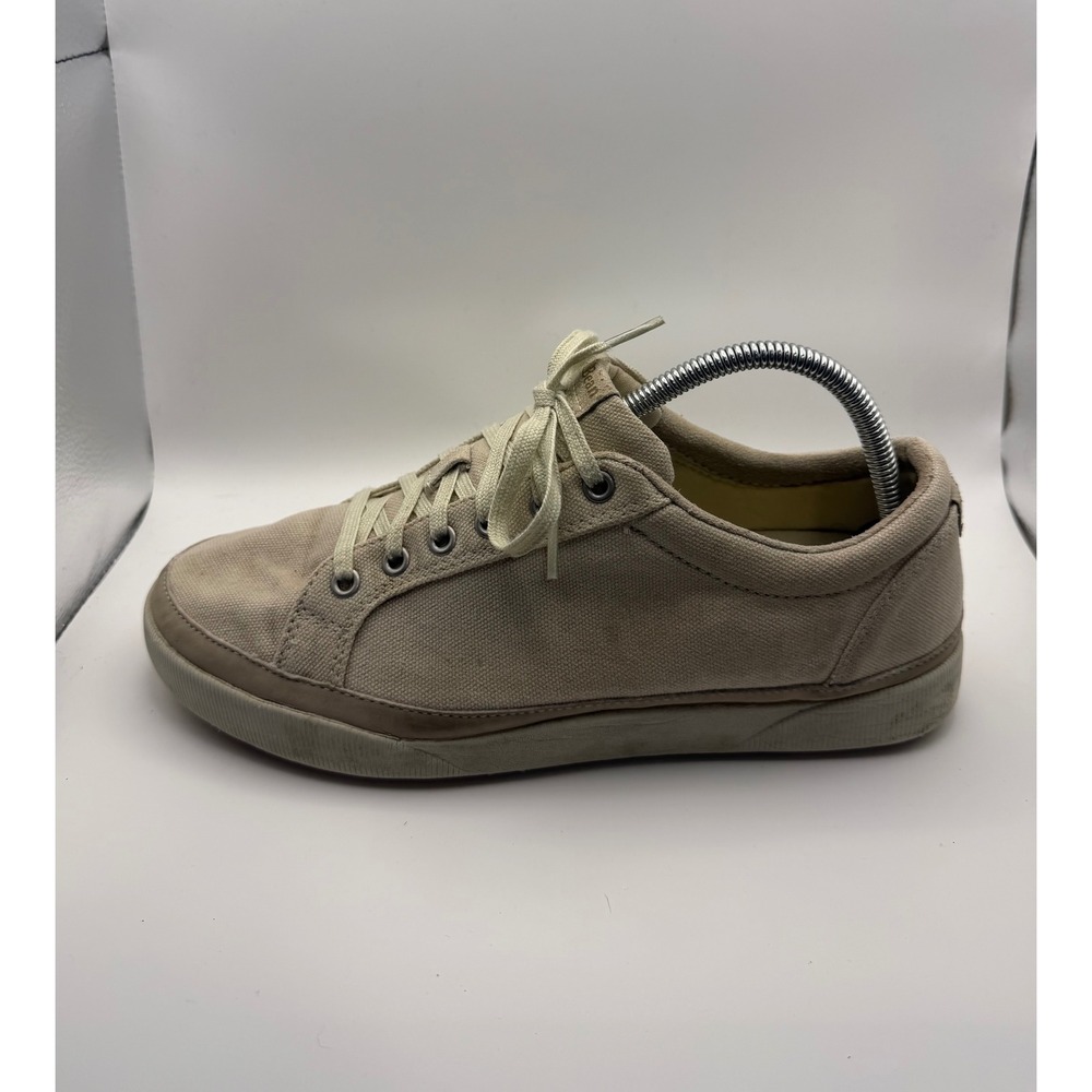 L.L.Bean Canvas Sneakers Mens 9 Beige Good Low Top 274406 Lace Up